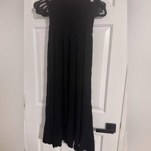 Black Strapless Cotton Maxi Dress